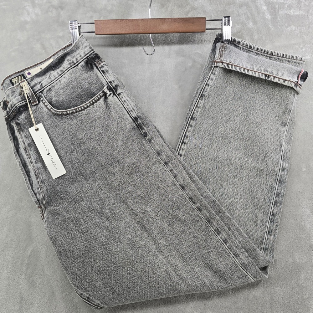 Imogene and Willie Harper Jeans Womens 33 Gray Acid Wash High Rise Selvedge